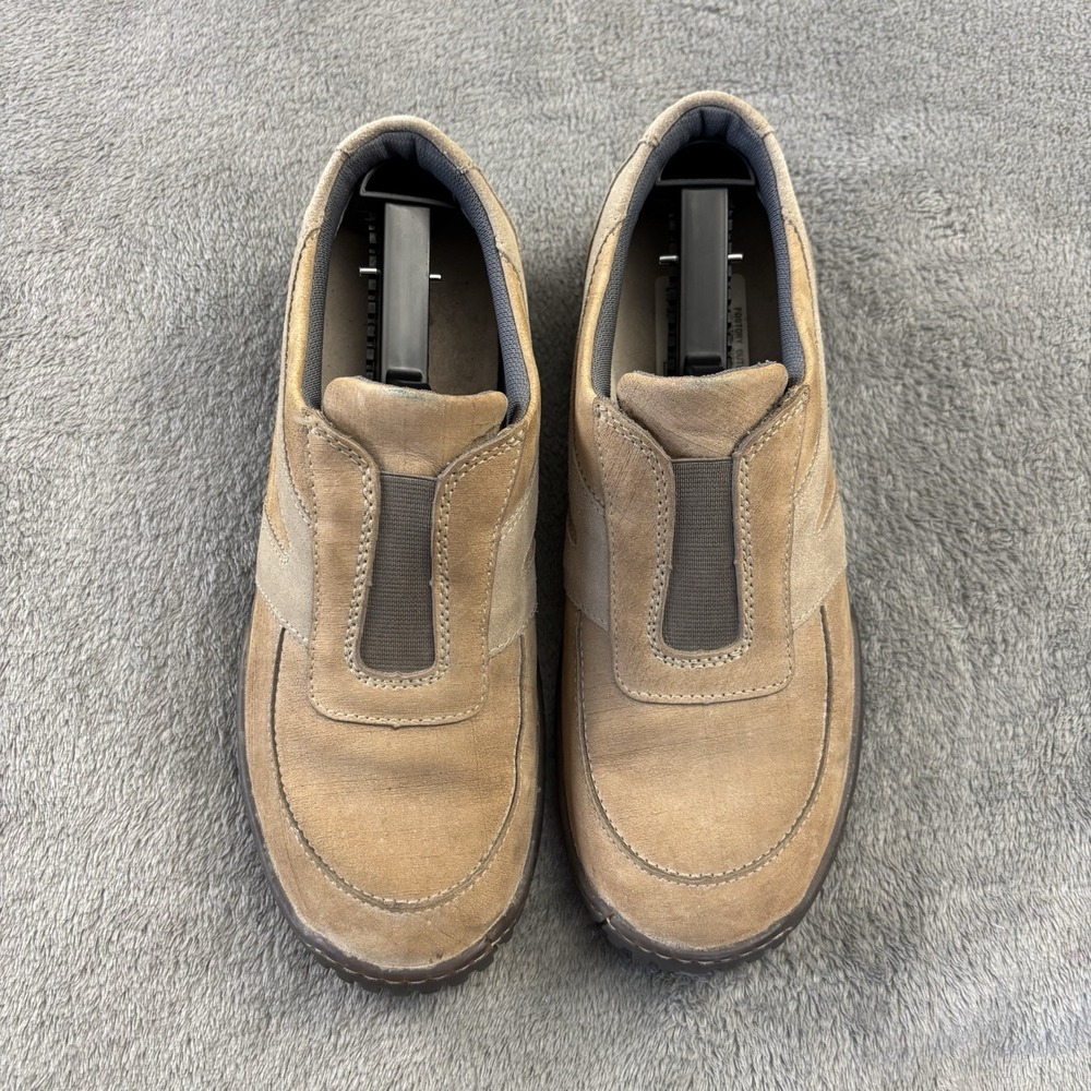Clarks Shoes Women size 8.5 M Slip on Comfort Brown Leather Suede Casual‎ EUC